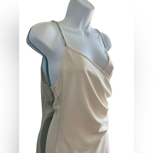 ZARA Oyster White Sparkly Strip Long Slip Dress Size S. - Picture 3 of 11